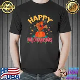 Happy Hallothanksmas Turkey And Ghost Bats Halloween Thanksgiving Xmas 2022 T-Shirt