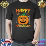 Happy Halloween Pumpkin With Sunglass Leopard Happy Halloween 2022 T-Shirt