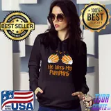 He Likes My Pumpkins Matching Couples Pumpkin Bats Skeleton Hands Halloween T-Shirt Hoodie