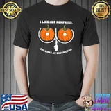 He Likes My Pumpkins She Likes My Broomstick Two Pumpkins Halloween T-Shirt