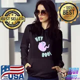 Hey Boo Cute Ghost Halloween T-Shirt Hoodie