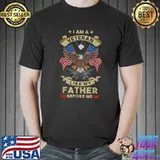 I Am A Veteran Like My Father Before Me Eagle Flag Veterans American Flag T-Shirt