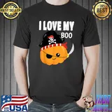 I Love My Boo Halloween Pumpkin Pirate With A Sword T-Shirt
