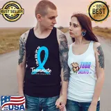 I Wear Blue For My Teammate Diabetes Awareness Blue Ribbon T-Shirt Tank Top