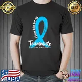 I Wear Blue For My Teammate Diabetes Awareness Blue Ribbon T-Shirt
