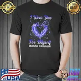 I Wear Blue For Myself Blue Ribbon Heart Diabetes Awareness Butterflies T-Shirt