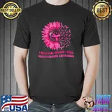 I Wear Pink Because I Care Sunflower Breast Cancer Awareness T-Shirt