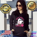 In October We Wear Pink Breast Cancer Pumpkin Halloween Boo Sunflower Leopard T-Shirt Hoodie