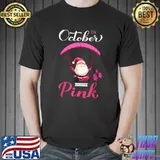 In October We Wear Pink Breast Cancer Skydiving Santa And Butterflies T-Shirt