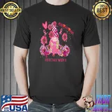 In October We Wear Pink Pink Gnome And Pumpkins With Sunflowers Breast Cancer Awareness T-Shirt