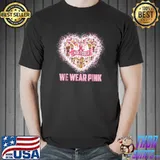 In october we wear pink ribbon heart breast cancer awareness month T-Shirt