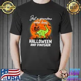 Just A Grandma Who Loves Halloween And Dinosaur Costume Trick Or Threat T-Shirt