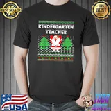 Kindergarten Teacher Santa Christmas Xmas Tree T-Shirt