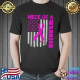 Niece Of A Warrior Breast Cancer Awareness Support Squad American Flag T-Shirt