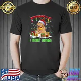 On The Naughty List I Regret Nothing Golden Retriever Wearing Santa Hat Christmas Holiday T-Shirt