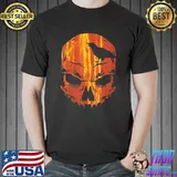 Orange skull crow skeleton horror scary halloween costume funny halloween shirt