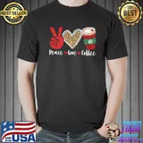 Peace love coffee drink christmas leopard heart pajamas funny christmas shirt