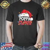 Poppy Claus Christmas Costume Family Matching Lights Santa Hat T-Shirt