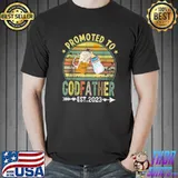 Promoted To Godfather Est 2023 Beer And Milk Vintage New Fathers Day T-Shirt