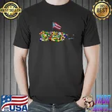 Puerto Rico Flags Map Boricua Flag American Flag T-Shirt