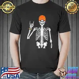 Rocker skeleton hand rock on costume funny halloween shirt