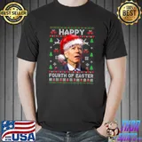 Santa Joe Biden Happy Fourth Of Easter Ugly Christmas Biden T-Shirt
