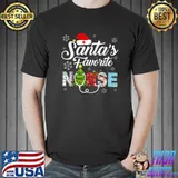 Santa's Claus Favorite Nurse Santa Xmas Stethoscope Xmas T-Shirt