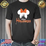 Scary big bow disney halloween retro art shirt