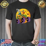 Skeleton Monster Truck Trick Treat Halloween Monster Truck Moon T-Shirt