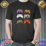 Skeleton Zombie Gaming Controllers Mummy Halloween Game T-Shirt