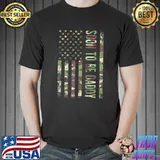Soon To Be Daddy Camo Veteran American Flag T-Shirt