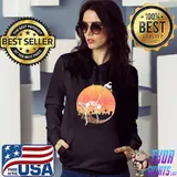 Spooky dancing witch skeleton in a graveyard retro art s Hoodie