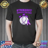 Strike Out Domestic Violence Awareness Baseball Ribbon Purple T-Shirt