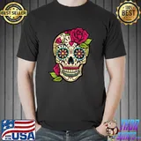 Sugar Skull Day Of The Dead Dia De Los Muertos Flowers T-Shirt