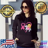 Support Squad Cute Princess Unicorn Breast Cancer Warrior T-Shirt Hoodie