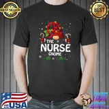 The Nurse Gnome Matching Family Group Christmas Party Pajama Elf T-Shirt