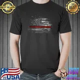 Thin Red Line Firefighter American Flag Vintage Fire Rescue T-Shirt