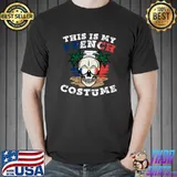 This Is My French Costume Skull Palm Tree Usa Flag Halloween T-Shirt