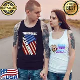 Two Words Let's Go Brandon American Flag Political Meme T-Shirt Tank Top