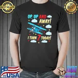 Up up and away i turn 7 today for a 7 year old cloud plane birthday T-Shirt