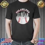 Vintage Philadelphia Baseball Skyline Philly Cityscap T-Shirt