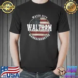 Waltham Massachusetts Vintage American flag T-Shirt