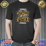 Why Yes I Can Drive A Stick Witch Broom Moon Phase Halloween T-Shirt