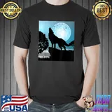 Wolf Night And Moon Bats Animals Lover Outfit Wolf T-Shirt