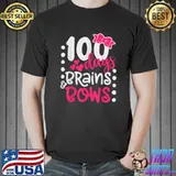100 Days Of School Brains And Bows Hearts T-Shirt
