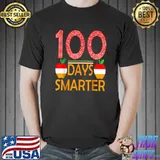 100 Days Smarter Kindergarten Child 100th Day Of School Apple T-Shirt