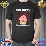 100 Days Sprinkled With Love Cupcake Hearts 100th Day Of School T-Shirt