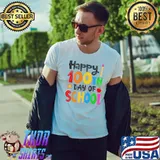 100th Day Of School Teachers Apple Pencil Colors Happy 100 Days T-Shirt