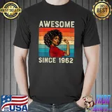 60th Birthday Vintage Awesome Since 1962 Black Women Pride T-Shirt