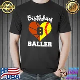 8th Birthday Baller 8 Year Old Softball Basketball T-Shirt